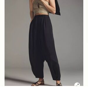 Anthropologie Pleated Trousers Black WideLeg Balloon 4 apiece bari style